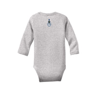 Load image into Gallery viewer, The Citadel, Baby Bulldog, Spike, Rabbit Skins™ Infant Long Sleeve Baby Rib Bodysuit- Heather
