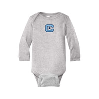 Load image into Gallery viewer, The Citadel, C logo, Rabbit Skins™ Infant Long Sleeve Baby Rib Bodysuit- heather
