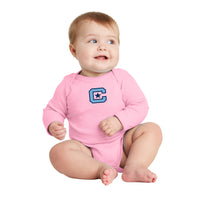 Load image into Gallery viewer, The Citadel, C logo, Rabbit Skins™ Infant Long Sleeve Baby Rib Bodysuit- Pink

