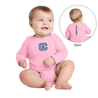 Load image into Gallery viewer, The Citadel, C logo, Rabbit Skins™ Infant Long Sleeve Baby Rib Bodysuit- Pink
