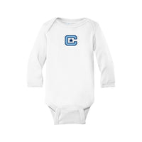 Load image into Gallery viewer, The Citadel, C logo, Rabbit Skins™ Infant Long Sleeve Baby Rib Bodysuit- White
