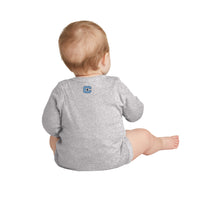 Load image into Gallery viewer, The Citadel, Marching Bulldog logo, Rabbit Skins™ Infant Long Sleeve Baby Rib Bodysuit
