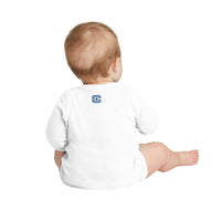 Load image into Gallery viewer, The Citadel, Marching Bulldog logo, Rabbit Skins™ Infant Long Sleeve Baby Rib Bodysuit
