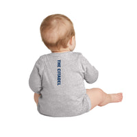 Load image into Gallery viewer, The Citadel Spike Logo, Rabbit Skins™ Infant Long Sleeve Baby Rib Bodysuit - heather
