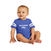 Load image into Gallery viewer, The Citadel Baby, Rabbit Skins™ Infant Football Fine Jersey Bodysuit
