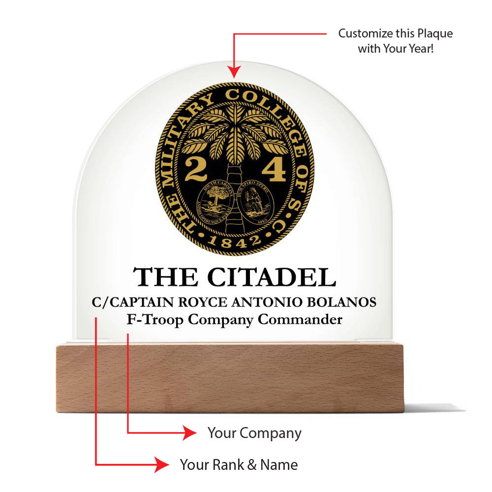 The Citadel, Ring Bezel (Your Year), Customizable Acrylic Dome Plaque- Wooden base