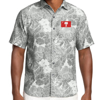 Load image into Gallery viewer, The Citadel, Big Red Flag, Tommy Bahama® Coconut Point Playa Flora Short Sleeve Shirt- Light Grey 
