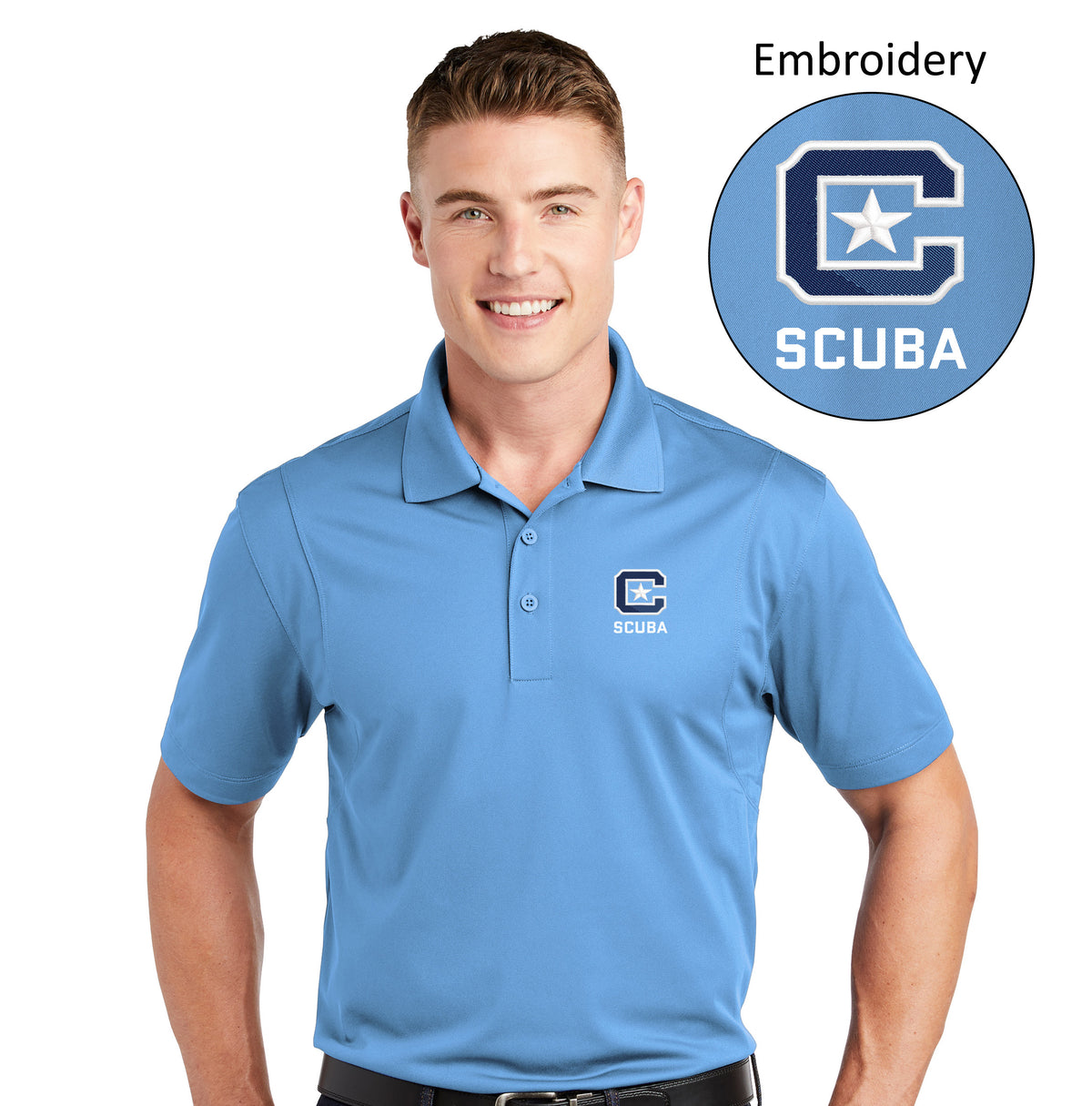 The Citadel, Club Sports - Scuba Sport-Tek® Micropique Sport-Wick® Polo- Blue 
Lake