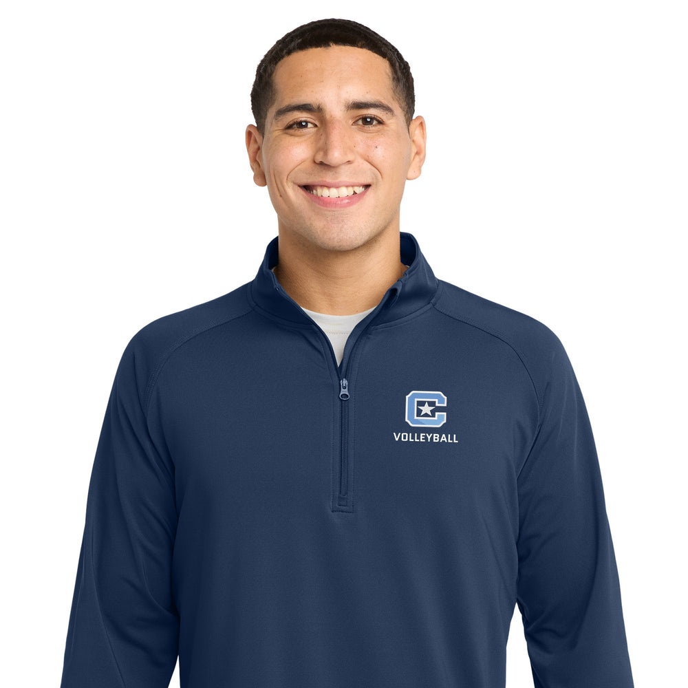 The Citadel Sports - Volleyball, C Star, Sport-Tek® Sport-Wick® Stretch 1/4-Zip Pullover - Navy