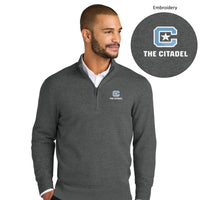 Load image into Gallery viewer, The Citadel, C Star, Port Authority® Easy Care 1/4-Zip Sweater - Charcoal
