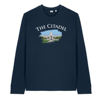 Load image into Gallery viewer, The Citadel, Barracks Full Color, Stanley/Stella Unisex Creator 2.0 Long Sleeve T-Shirt - Navy
