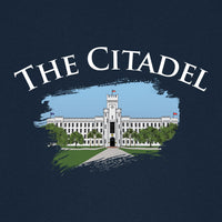 Load image into Gallery viewer, The Citadel, Barracks Full Color, Stanley/Stella Unisex Creator 2.0 Long Sleeve T-Shirt - Navy
