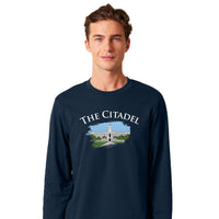 Load image into Gallery viewer, The Citadel, Barracks Full Color, Stanley/Stella Unisex Creator 2.0 Long Sleeve T-Shirt - Navy
