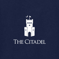Load image into Gallery viewer, The Citadel, Barracks, 3D Effect Logo, Stanley/Stella Unisex Cruiser 2.0 Hooded Sweatshirt- Navy
