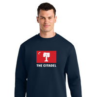 Load image into Gallery viewer, The Citadel, Big Red Flag, Stanley/Stella Unisex Changer 2.0 Crewneck Sweatshirt - Navy
