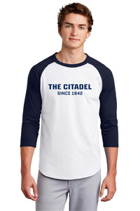 Load image into Gallery viewer, The Citadel, Raglan Jersey T Shirt- White / Navy
