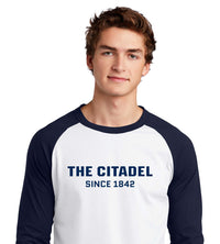 Load image into Gallery viewer, The Citadel, Raglan Jersey T Shirt- White / Navy

