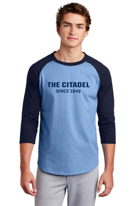 Load image into Gallery viewer, The Citadel, Raglan Jersey T Shirt- Carolina Blue / Navy
