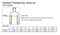 Load image into Gallery viewer, The Citadel, Club Sport - Rugby, Rugby Spike, Champion T-Shirt - Size Chart
