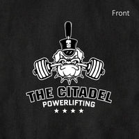 Load image into Gallery viewer, The Citadel, Powerlifting Club, Black Champion ® Heritage 6-Oz. Jersey T-Shirt
