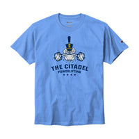 Load image into Gallery viewer, The Citadel, Powerlifting Club, Spike, Champion ® Heritage 6-Oz. Jersey T-Shirt - Carolina Blue

