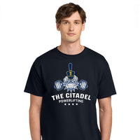 Load image into Gallery viewer, The Citadel, Powerlifting Club, Spike, Champion ® Heritage 6-Oz. Jersey T-Shirt - Navy
