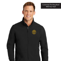 Load image into Gallery viewer, The Citadel, Big &amp; Tall, Customizable (Your Year) Embroidered Ring Bezel Design, Core Soft Shell Jacket - Black
