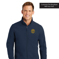 Load image into Gallery viewer, The Citadel, Big &amp; Tall, Customizable (Your Year) Embroidered Ring Bezel Design, Core Soft Shell Jacket - Navy
