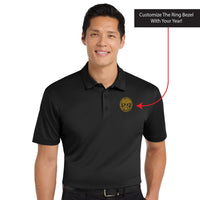 Load image into Gallery viewer, The Citadel, Big &amp; Tall, Customizable (Your Year) Embroidered Ring Bezel Design, Silk Touch™ Performance Polo - Black
