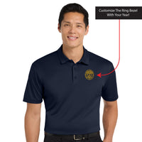 Load image into Gallery viewer, The Citadel, Big &amp; Tall, Customizable (Your Year) Embroidered Ring Bezel Design, Silk Touch™ Performance Polo - Navy
