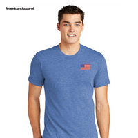 Load image into Gallery viewer, American Flag, American Apparel® Tri-Blend Unisex Track T-Shirt - Carolina Blue
