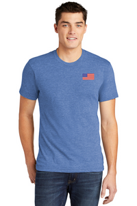 Load image into Gallery viewer, American Flag, American Apparel® Tri-Blend Unisex Track T-Shirt - Carolina Blue
