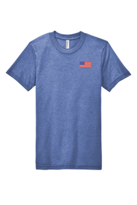 Load image into Gallery viewer, American Flag, American Apparel® Tri-Blend Unisex Track T-Shirt - Carolina Blue
