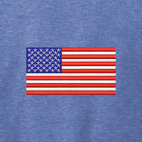 Load image into Gallery viewer, American Flag, American Apparel® Tri-Blend Unisex Track T-Shirt - Carolina Blue
