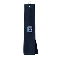 Load image into Gallery viewer, The Citadel, Jumping Bulldog, Port Authority® Grommeted Tri-Fold Golf Towel_Navy
