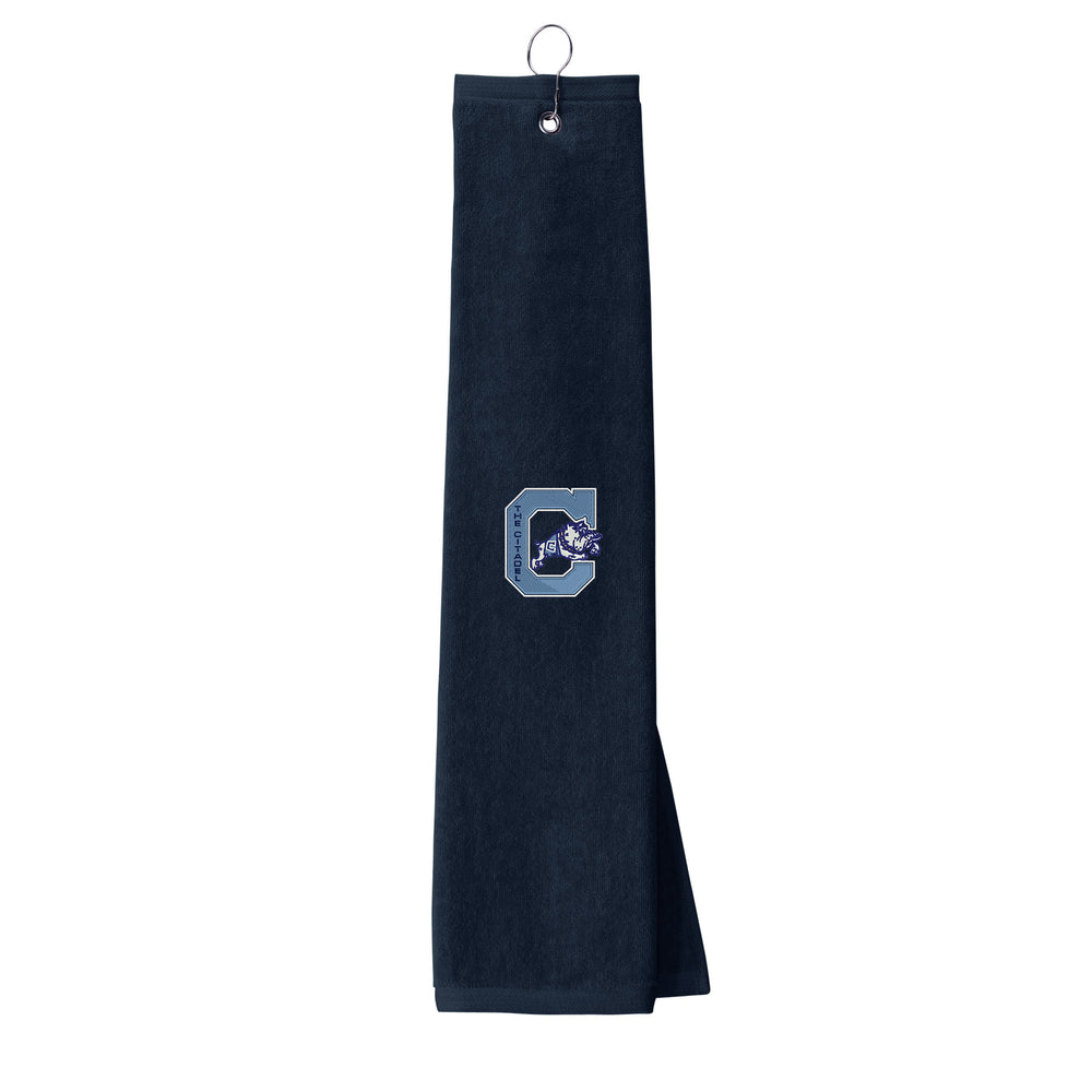 The Citadel, Jumping Bulldog, Port Authority® Grommeted Tri-Fold Golf Towel_Navy
