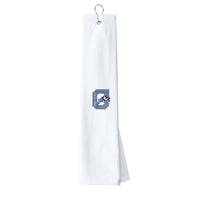 Load image into Gallery viewer, The Citadel, Jumping Bulldog, Port Authority® Grommeted Tri-Fold Golf Towel_White
