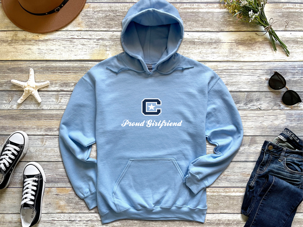 The Citadel Block C Star logo, Proud Girlfriend,  Heavy Blend™ Hooded Sweatshirt