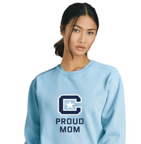 Load image into Gallery viewer, 1566-The Citadel Block C, Proud Mom, Embroidered Comfort Colors ® Ring Spun Crewneck Sweatshirt
