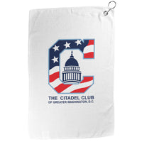 Load image into Gallery viewer, The Citadel, Alumni Club, Greater Washington D.C. Club Logo, Waffle Golf Towel White
