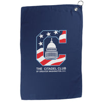 Load image into Gallery viewer, The Citadel, Alumni Club, Greater Washington D.C. Club Logo, Waffle Golf Towel Blue
