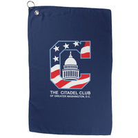 Load image into Gallery viewer, The Citadel, Alumni Club, Greater Washington D.C. Club Logo, Waffle Golf Towel Blue
