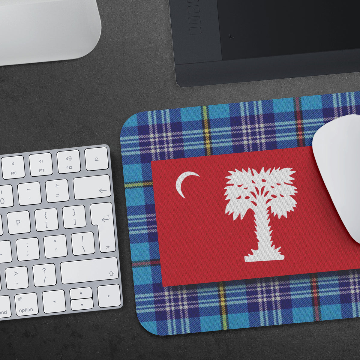 The Citadel, Big Red with Tartan Background Mouse Pad