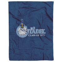 Load image into Gallery viewer, The Citadel, Class Of 1973 Customized, Vintage Spike logo, Navy Blanket
