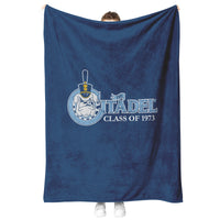 Load image into Gallery viewer, The Citadel, Class Of 1973 Customized, Vintage Spike logo, Navy Blanket
