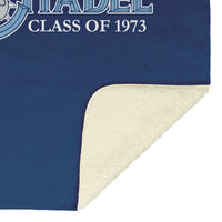 Load image into Gallery viewer, The Citadel, Class Of 1973 Customized, Vintage Spike logo, Navy Blanket
