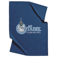 Load image into Gallery viewer, The Citadel, Class Of 1973 Customized, Vintage Spike logo, Navy Blanket

