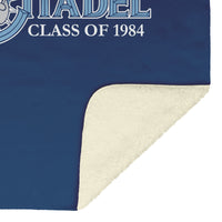 Load image into Gallery viewer, The Citadel, Class Of 1984 Customized, Vintage Spike logo, Navy Blanket
