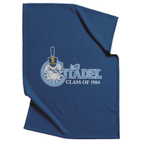 Load image into Gallery viewer, The Citadel, Class Of 1984 Customized, Vintage Spike logo, Navy Blanket
