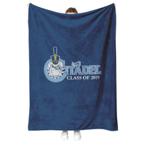 Load image into Gallery viewer, The Citadel, Class Of 2019 Customized, Vintage Spike logo, Navy Blanket

